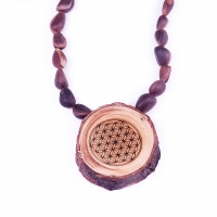 Halskette mit Zedernholzanhänger «Blume des Lebens»